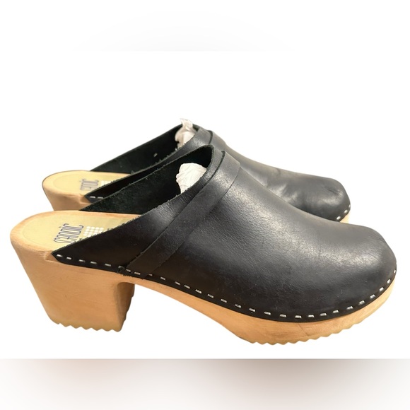 Scandic Shoes - Scandic Wood Heeled Clogs Black Smooth Leather Women’s Size EU 40 US 9.5 - 10